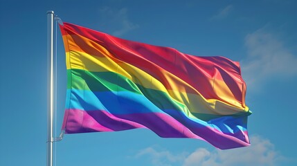 Vibrant LGBTQ Pride Flag with Crisp Digital Rendering and Elegant Simplicity