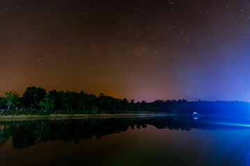 Abstract background of celestial stars, blurred wallpaper of the Milky Way at night, is a natural...
