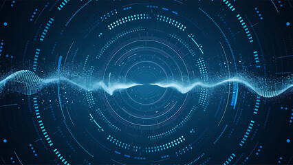 Obraz premium Structured database. Abstract digital wave particle. Digital music background. Sound vibrations. Futuristic dotted wave. Big data analytics. 3D illustration of nano particles in cyberspace