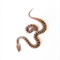 the snake is facing a white background