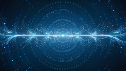 Naklejka premium Structured database. Abstract digital wave particle. Digital music background. Sound vibrations. Futuristic dotted wave. Big data analytics. 3D illustration of nano particles in cyberspace