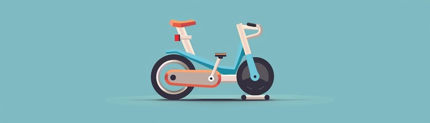 Durable exercise bike flat design side view fitness theme animation Tetradic color scheme