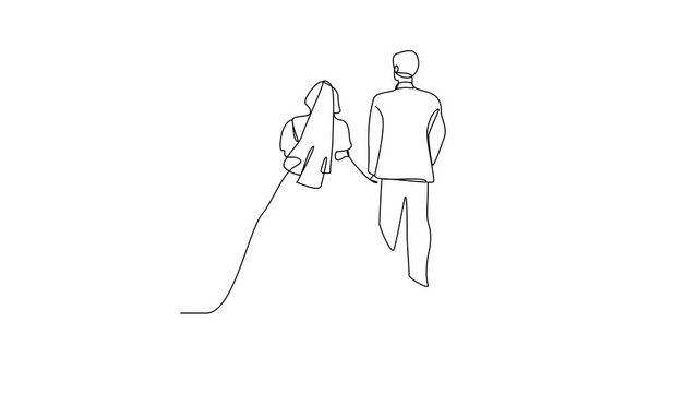 
Animated self drawing of Wedding ceremony video illustration. the bride and groom with wedding costume design illustration simple linear style video concept. Wedding video design illustration.