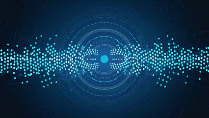 Obraz premium Structured database. Abstract digital wave particle. Digital music background. Sound vibrations. Futuristic dotted wave. Big data analytics. 3D illustration of nano particles in cyberspace