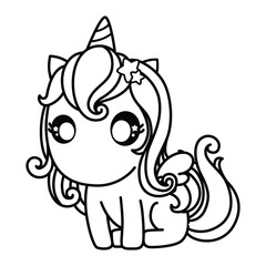 Unicorn. Magical animal.Black and white vector illustration for coloring book