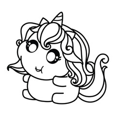 Unicorn. Magical animal.Black and white vector illustration for coloring book