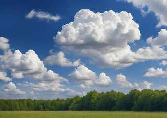 Scattered White Clouds against a Brilliant Blue Sky_ Nature's Splendor.