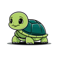 Fototapeta premium A sleek and minimalist illustration of a charming turtle with a vibrant green shell