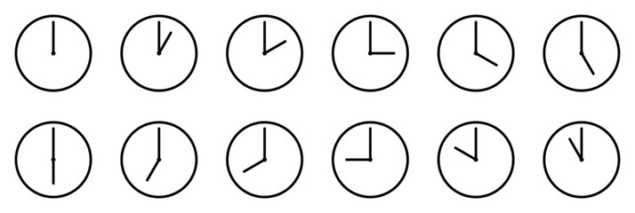 時計 1時 2時 3時 4時 5時 6時 7時 8時 9時 10時 11時 12時 ピクトグラム