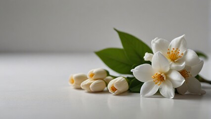 close up beauty jasmine flower white background
