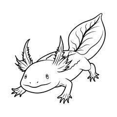 Outline | axolotl on white background | vector illustration