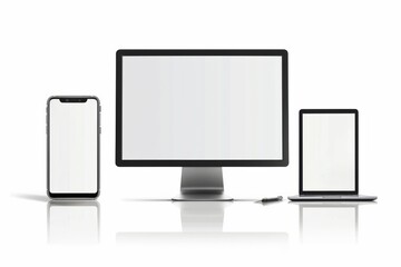 Mockup of computer, laptop, monitor and tablet created with generative ai