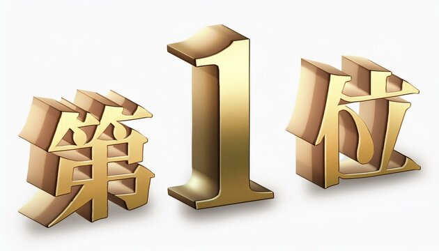 第1位の3D文字　ゴールド