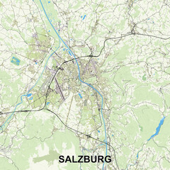 Salzburg, Austria map poster art