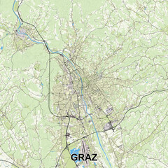 Fototapeta premium Graz, Austria map poster art