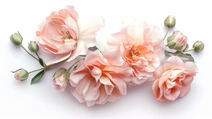 bouquet of peach pink Peonies on white background