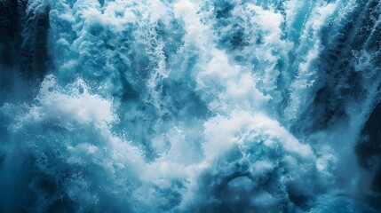 Cascading Waterfall Showcasing the Raw Power of Nature in Vivid Blues and Whites