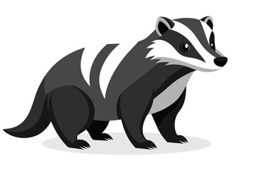 Badger animal flat vector illustration on white background.