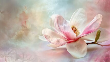 A harmonious blend of pastel colors accentuates a single magnolia bloom.