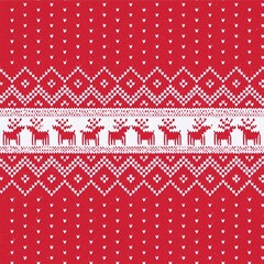 red knitted texture with raindeer