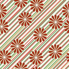 seamless pattern with decorative flowers and leaf