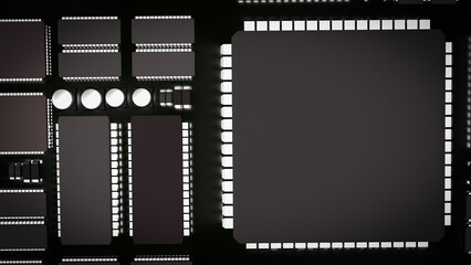 The Ic and pcb Board for technology or it concept 3d rendering.