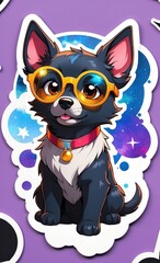 Adorable Cartoon Black and White Chihuahua Puppy in Sunglasses