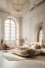 Luxurious Parisian Bedroom with Elegant Chandelier