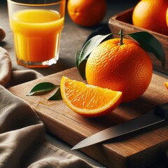 Freshly Squeezed Orange Juice with Ripe Oranges