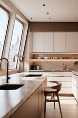 Modern Luxury Kitchen with City View