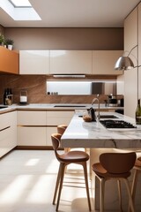 Modern Luxury Kitchen with Marble Island and Gold Accents