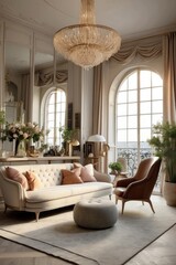 Elegant Parisian Living Room Interior with Natural Light