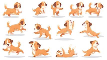Cartoon dog Active pet animal cute puppy and dog, generative Ai