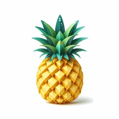 pineapple paper craft, clip art in a postcard style isolated on white background