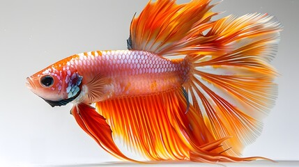 Fototapeta premium Vibrant Siamese Fighting Fish with Flowing Fins and Tail in Minimalist Studio Setting