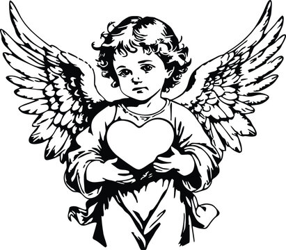 recommend clip art: baby child angel cherub holding a heart outline