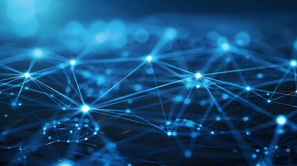 abstract background Modern blue network technology on black leather background