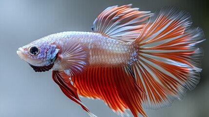 Mesmerizing Siamese Fighting Fish with Captivating Kaleidoscopic Fins Floating in a Plain White