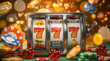 A slot machine displaying a winning combination