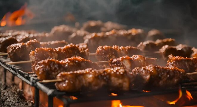 Indonesian Pork Satay with a Creamy Peanut Dressing