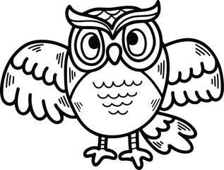 hand drawn owl illustration in line style