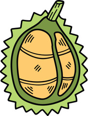 hand drawn delicious durian illustration in line style