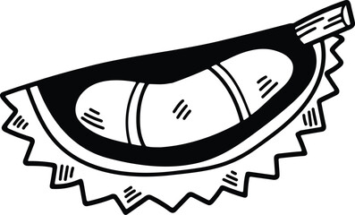 hand drawn delicious durian illustration in line style