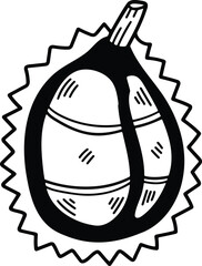 hand drawn delicious durian illustration in line style