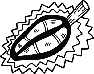 hand drawn delicious durian illustration in line style