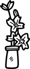 flower illustration Hand drawn in line style