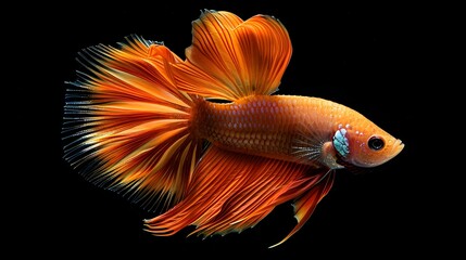 Fototapeta premium Striking Betta Fish Portrait with Vibrant Veil like Fins and Tail