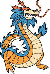 Chinese or Japanese style dragon illustration Hand drawn in line style