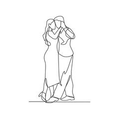 One continuous line of a couple was dancing at a party one night vector illustration. Dancing during party design in simple linear continuous style vector concept. It's time for dancing in the party.