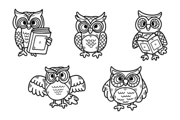 hand drawn owl illustration in line style